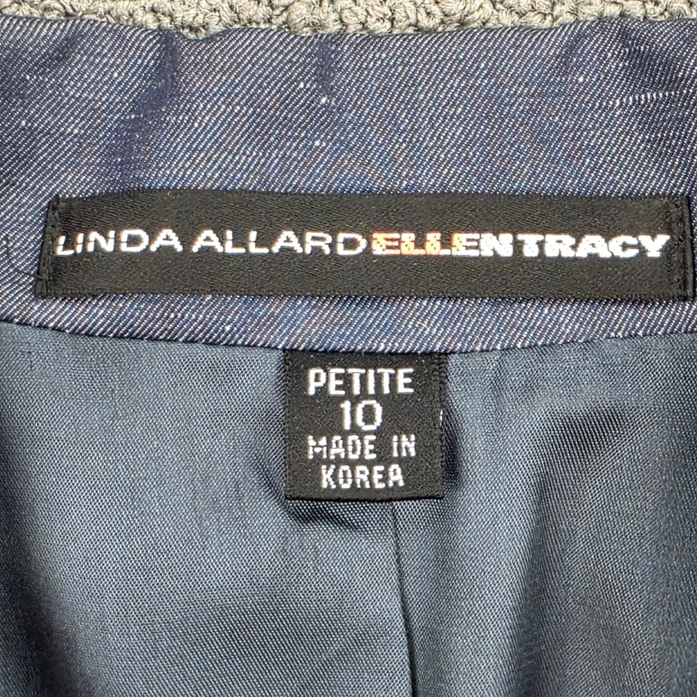 Linda Allard Ellen Tracy Blazer Women Blue Linen Cotton Professional Jacket 10P - Picture 4 of 7